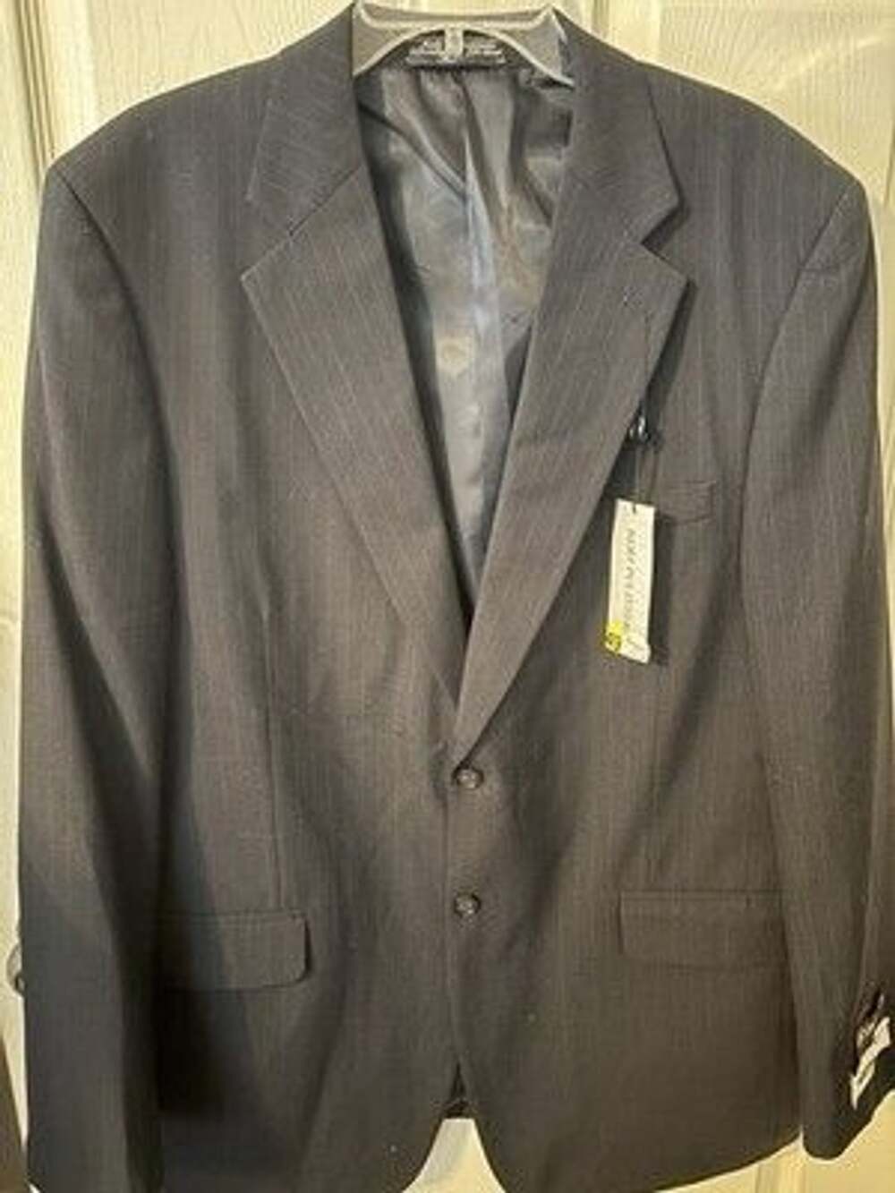 Bert Pulitzer Blazer Mens 44L Black Pinstripe Suit Jacket NWT Classic 2 Button